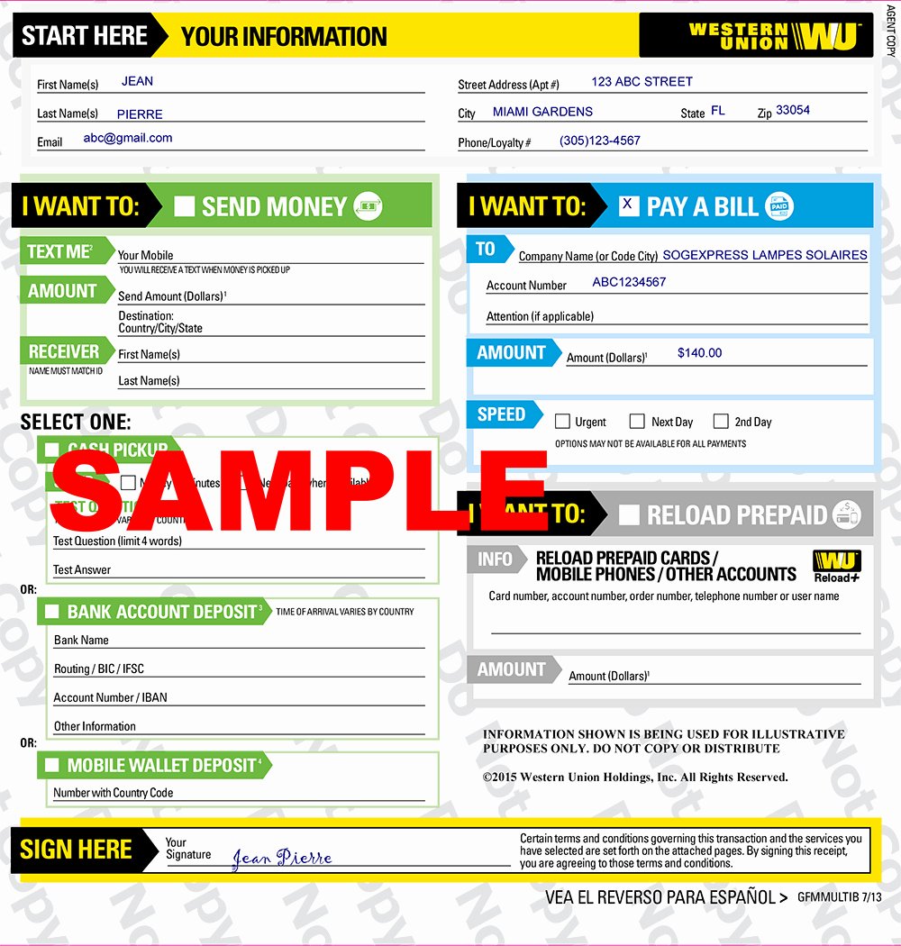 Western Union Money order Template Lovely Western Union Money order Customer Request form