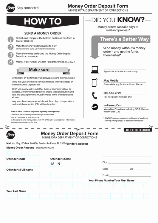 Western Union Money order Template Unique top Jpay form Templates Free to In Pdf format
