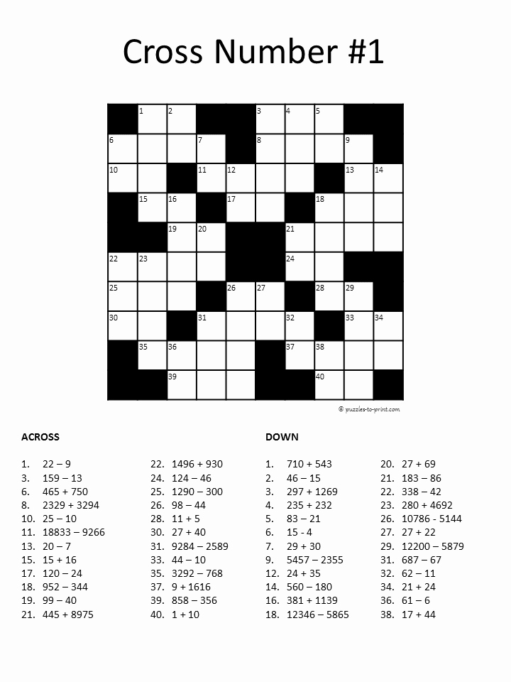 Word Fill In Puzzles Printable Beautiful Number Crossword Puzzle