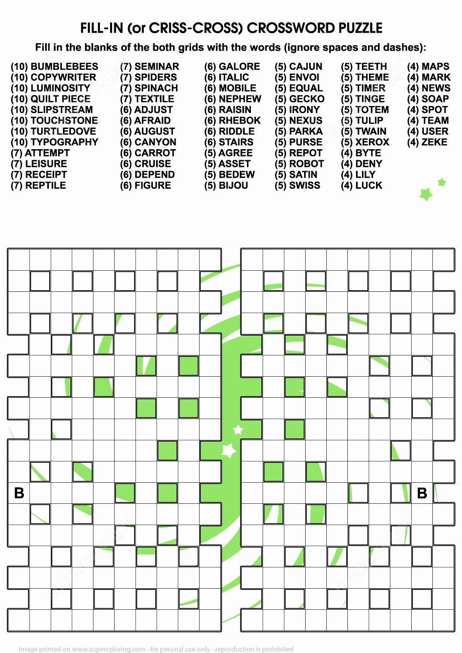 Word Fill In Puzzles Printable Best Of Fill In Crossword Criss Cross Puzzle