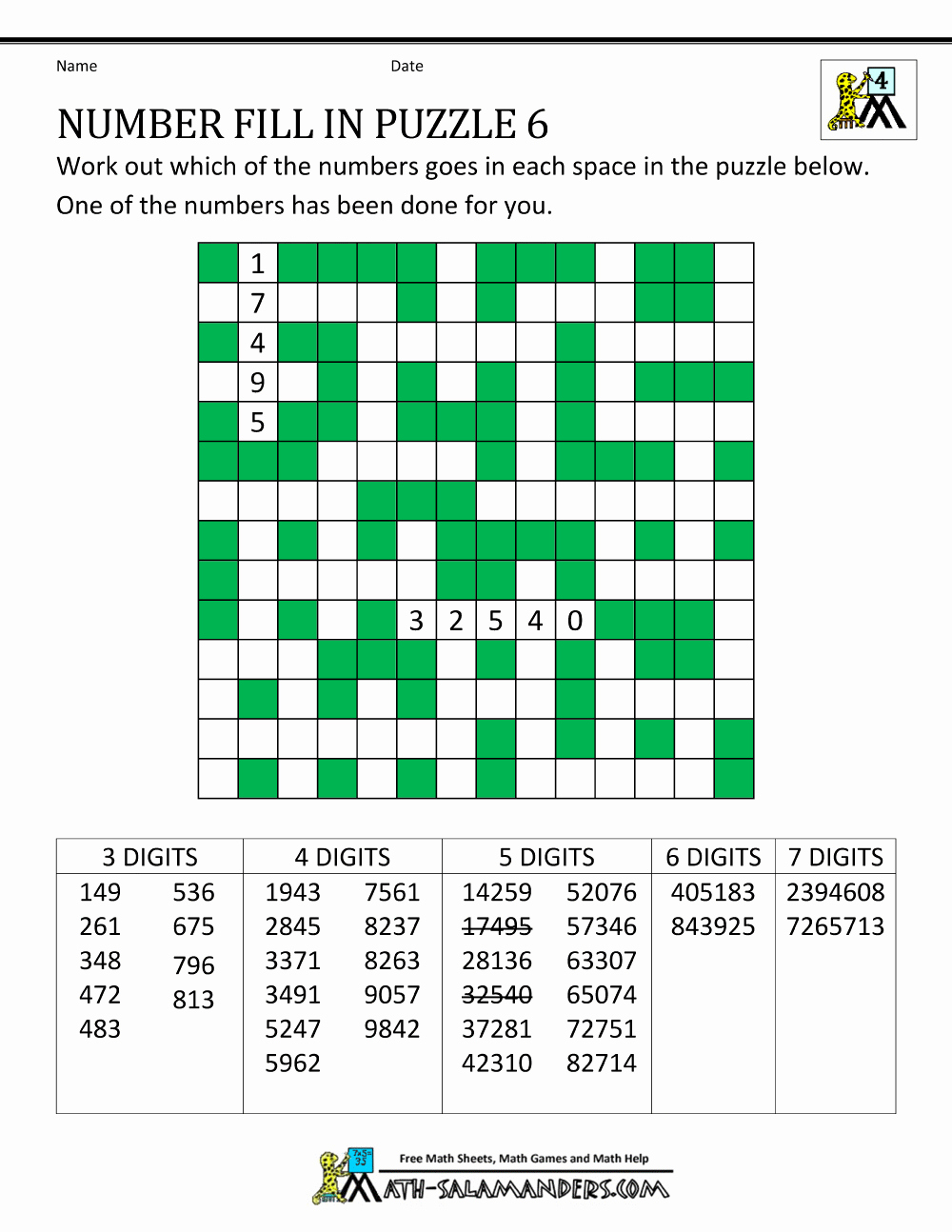 Word Fill In Puzzles Printable Unique Number Fill In Puzzles