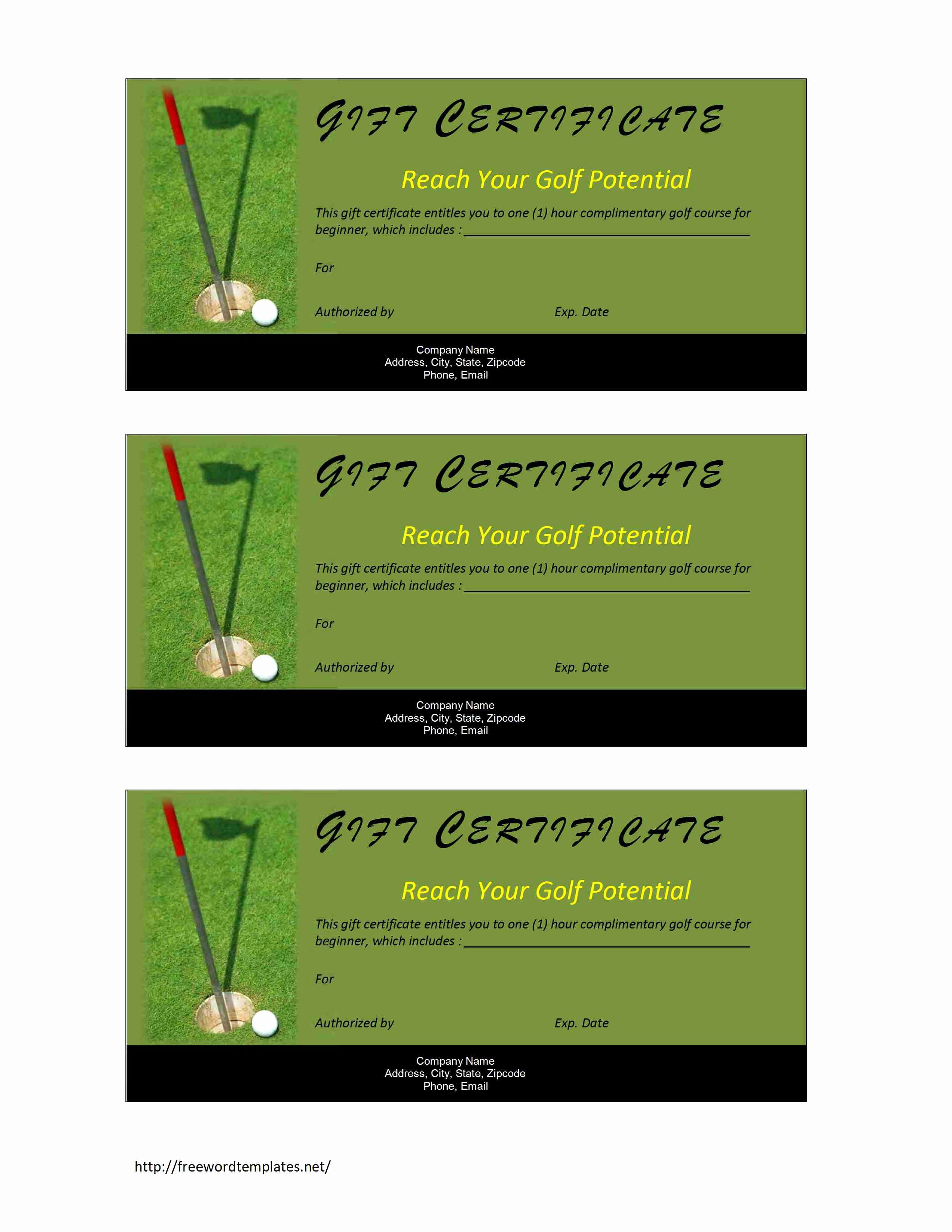 Word Gift Certificate Template Beautiful Golf Gift Certificate