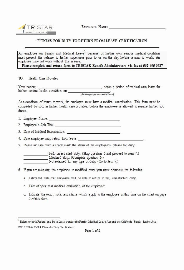 Work Release form From Hospital Best Of 49 Best Return to Work [&amp; Work Release forms] Template Lab