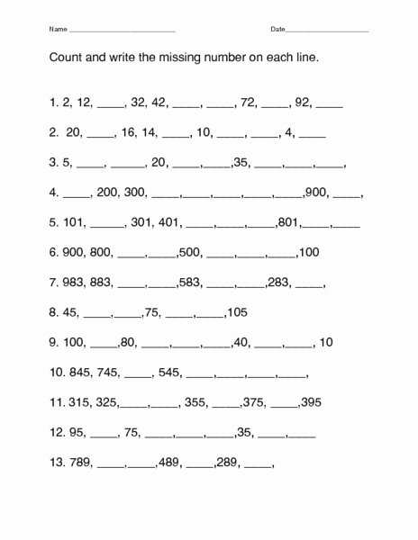 Write the Missing Number Awesome Count and Write the Missing Number On Each Line Worksheet
