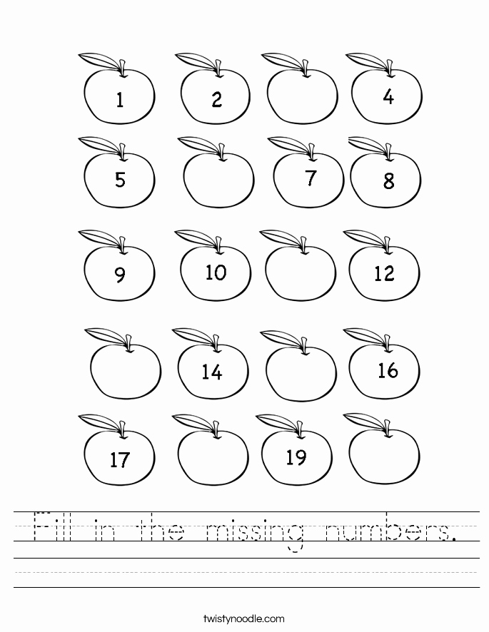 Write the Missing Number Inspirational Missing Number Worksheets 1 20