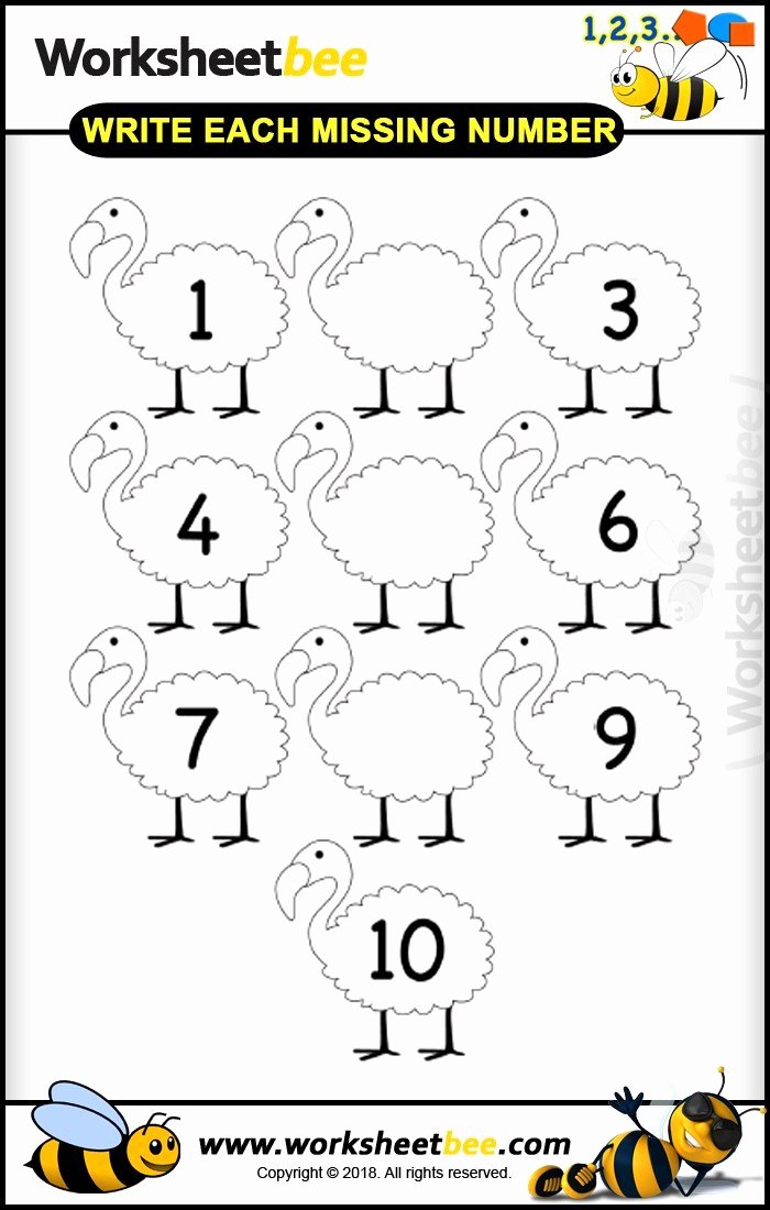 Write the Missing Number New Printable Worksheet for Kids About Write Each Missing