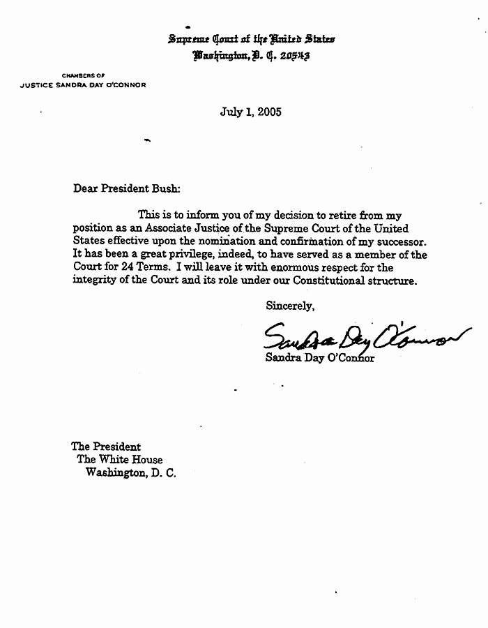 Writing A Retirement Letter Lovely Sandra Day O Connor Announces Retirement