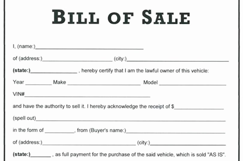 Written Bill Of Sale Unique Bill Of Sale form Template Vehicle [printable]