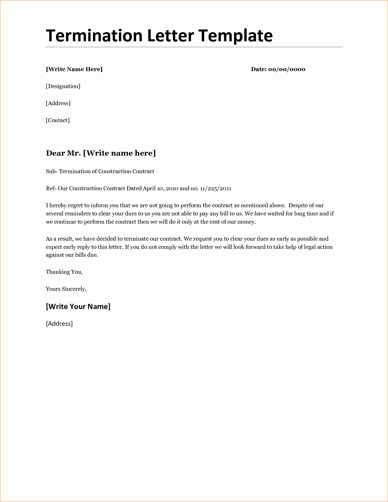Written Notice Of Termination Awesome Agreement Termination Letter This Contract Example Return