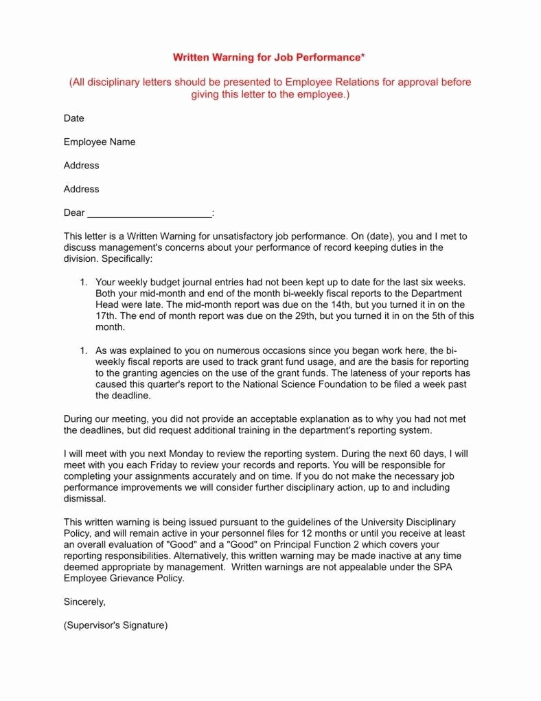 Written Warning Letter Template Unique 9 Disciplinary Warning Letters Free Samples Examples